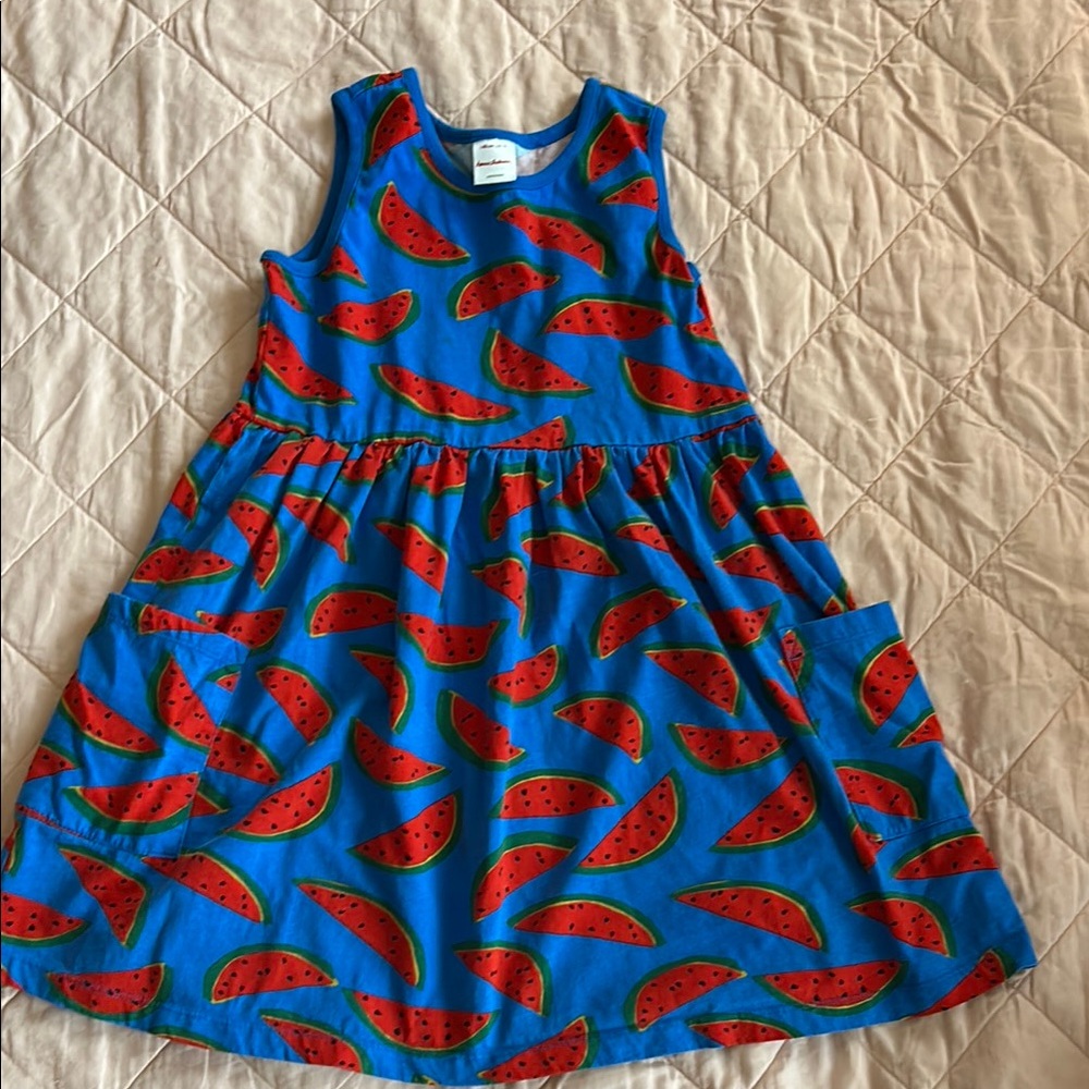 Blue Watermelon Print Kids Dress